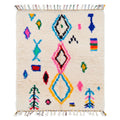 Neon Diamond & Abstract Motifs Beni Ourain Rug - handwoven Moroccan rug