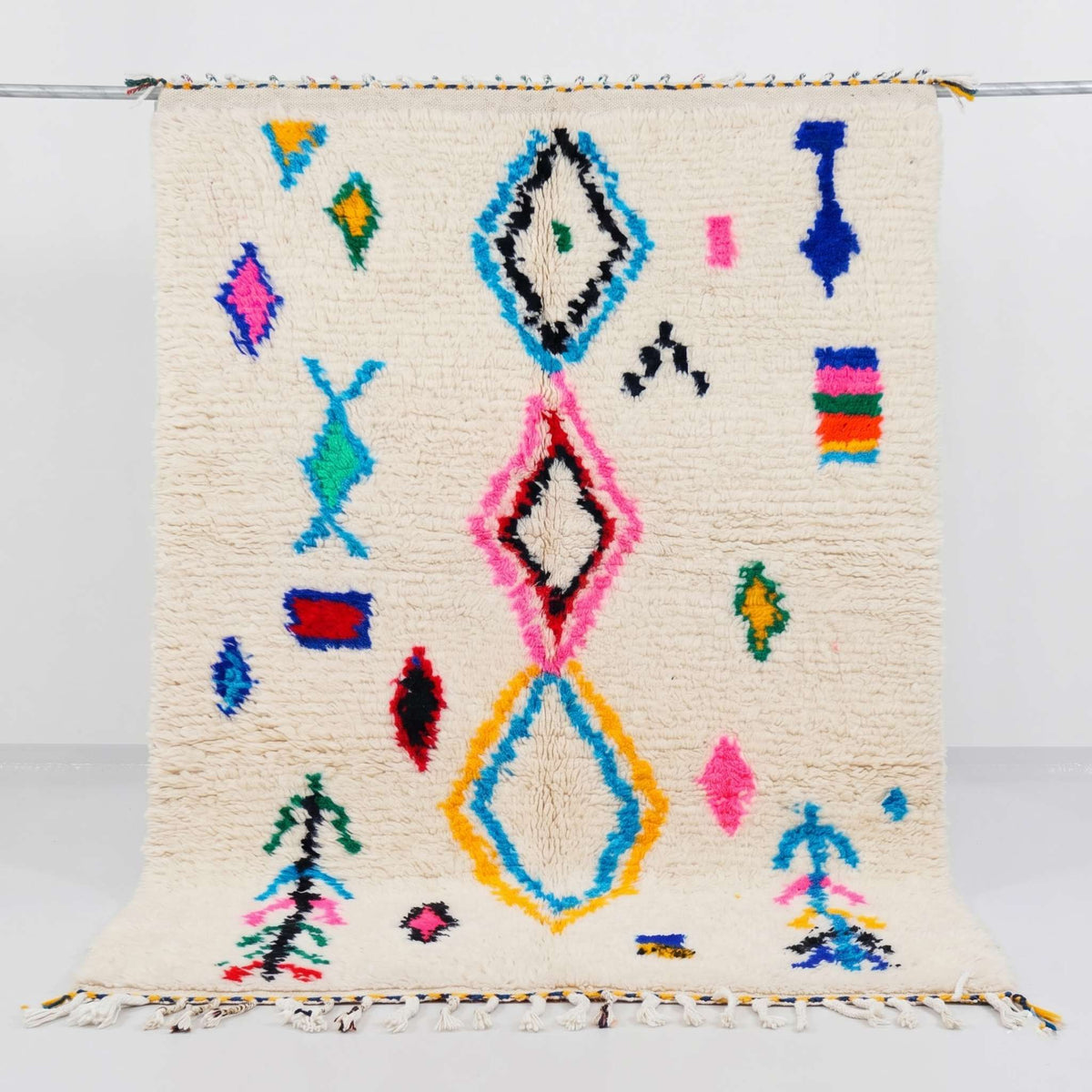 Neon Diamond & Abstract Beni Ourain Rug - handwoven Moroccan rug