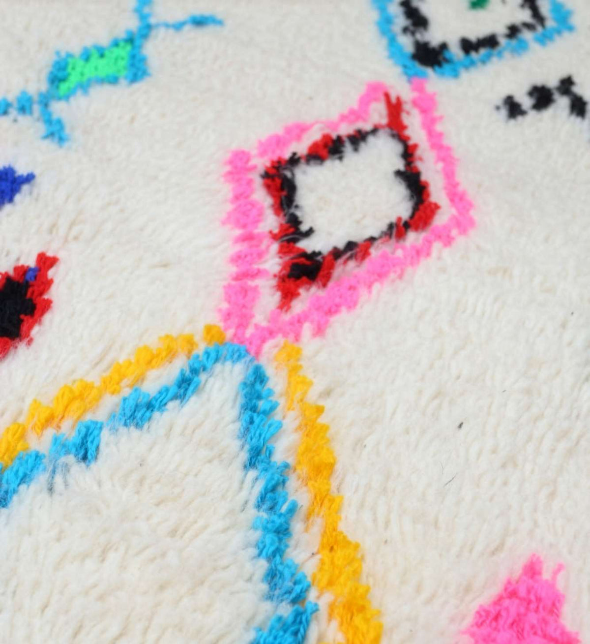 Neon Diamond & Abstract Motifs Beni Ourain Rug - handwoven Moroccan rug