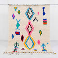Neon Diamond & Abstract Motifs Beni Ourain Rug - handwoven Moroccan rug