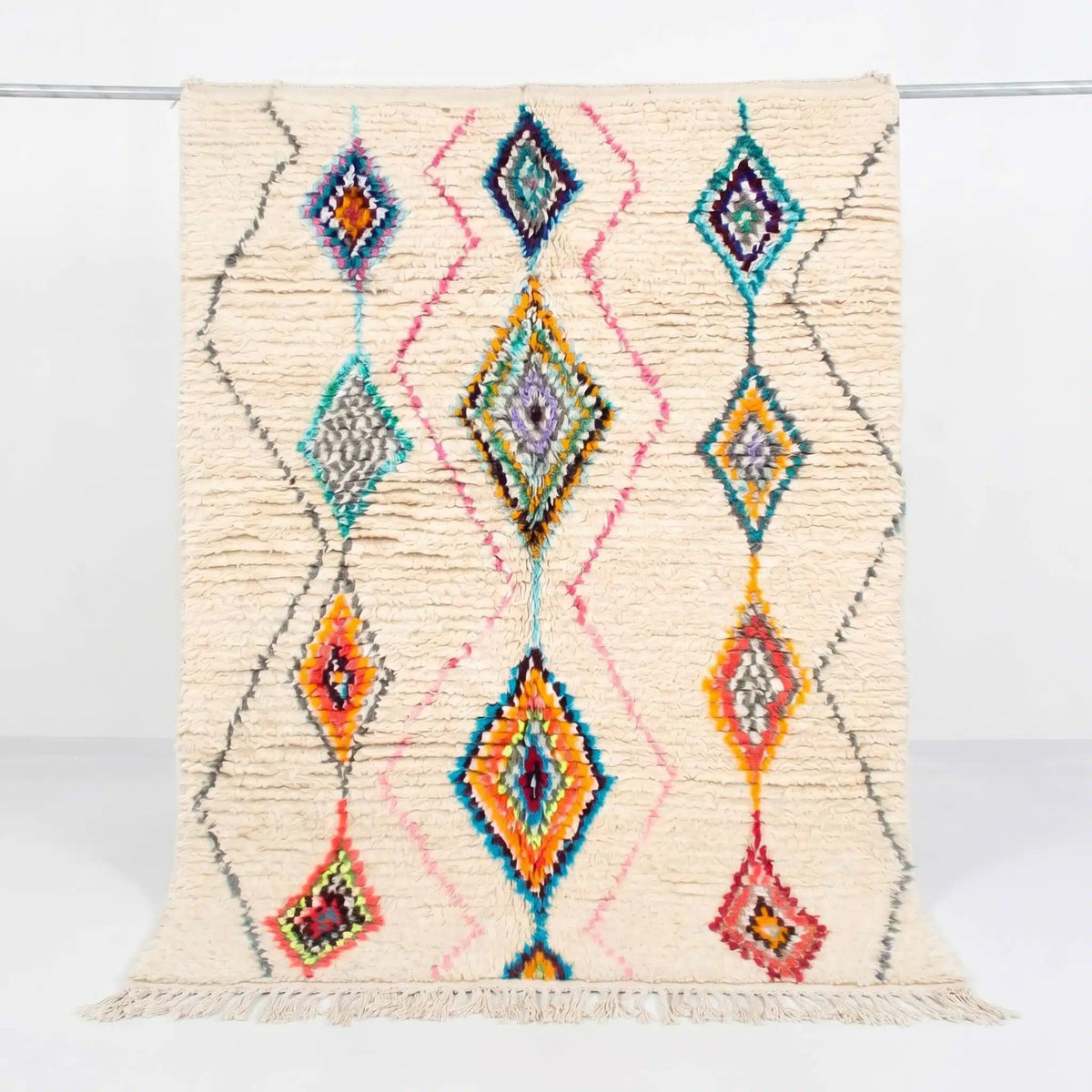 Vibrant Tribal Mosaic Beni Ourain Rug - handwoven Moroccan rug