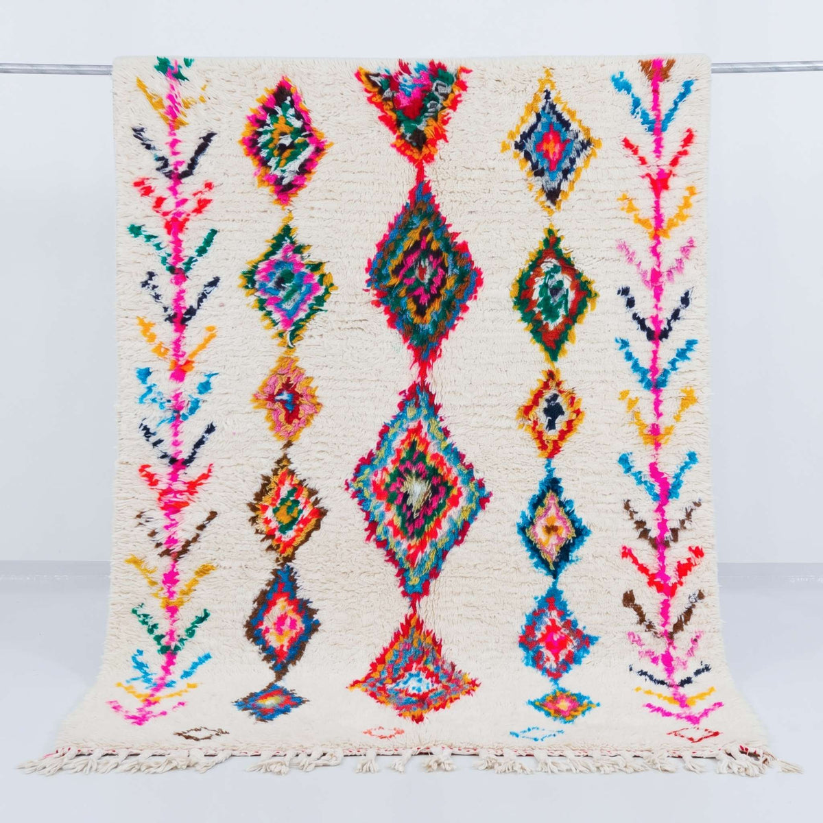 Vibrant Geometric Diamonds Beni Ourain Rug - handwoven Moroccan rug