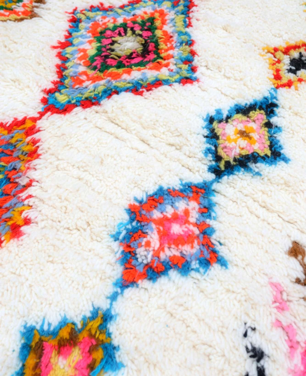 Vibrant Geometric Diamonds Beni Ourain Rug - handwoven Moroccan rug