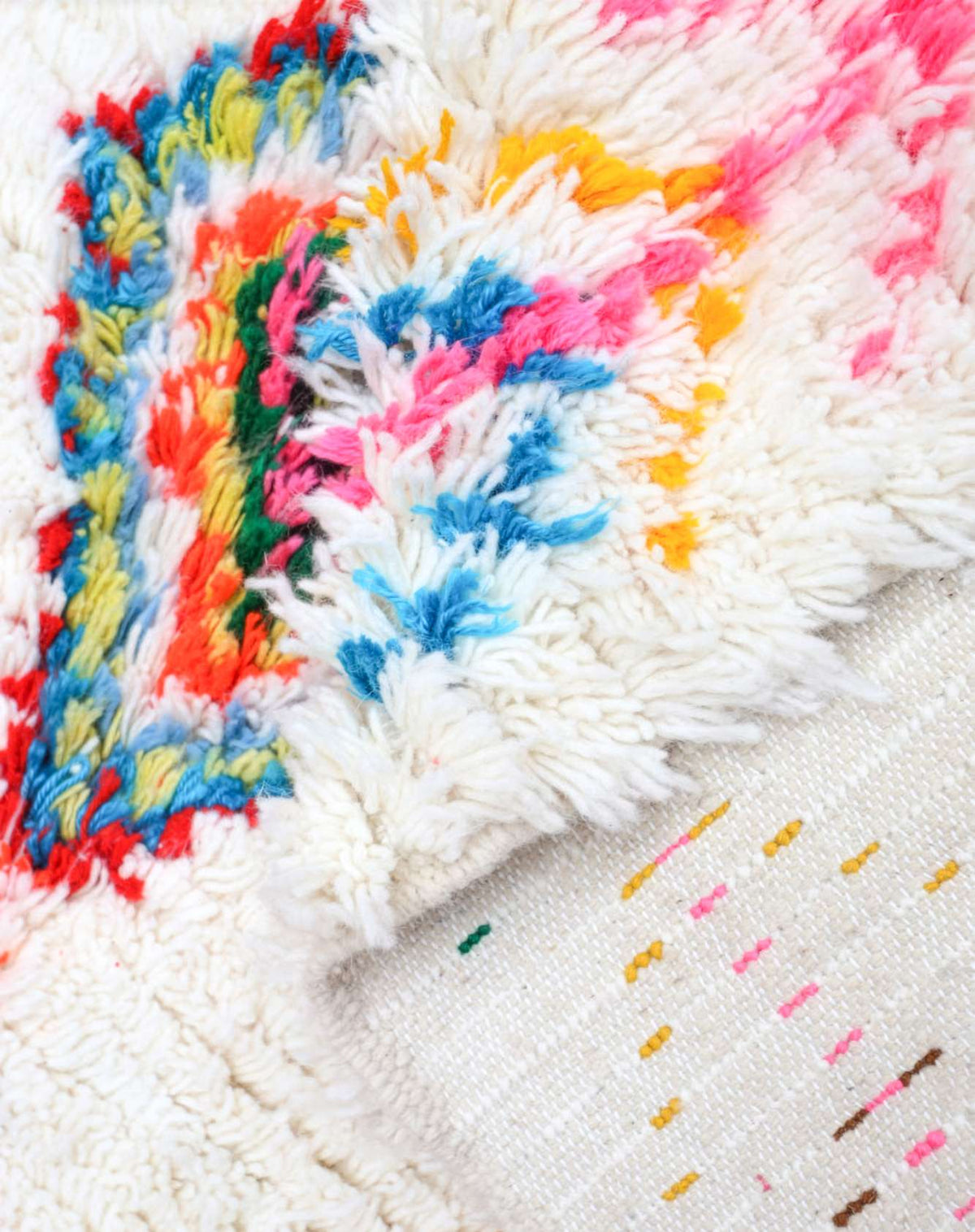Vibrant Geometric Diamonds Beni Ourain Rug - handwoven Moroccan rug