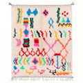 Vibrant Neon Geometric Shag Beni Ourain Rug - handwoven Moroccan rug