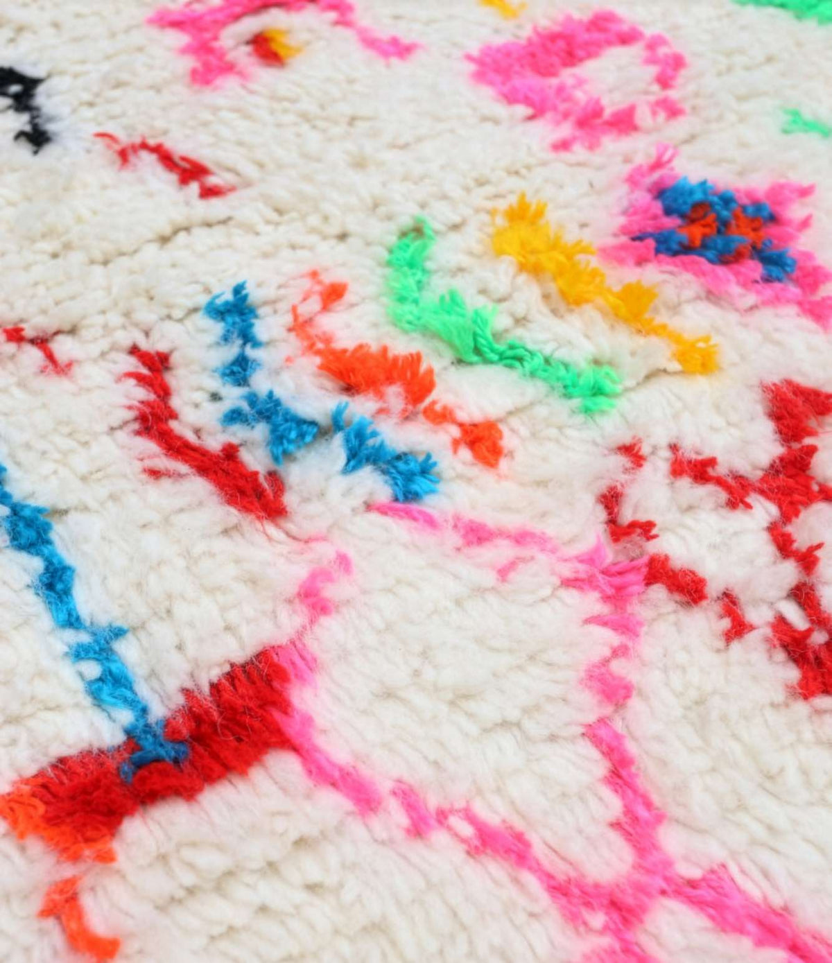 Vibrant Neon Geometric Shag Beni Ourain Rug - handwoven Moroccan rug
