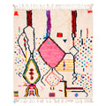 Abstract Linear Art & Pink Beni Ourain Rug - handwoven Moroccan rug