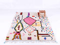 Abstract Linear Art & Pink Beni Ourain Rug - handwoven Moroccan rug