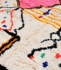 Abstract Linear Art & Pink Beni Ourain Rug - handwoven Moroccan rug