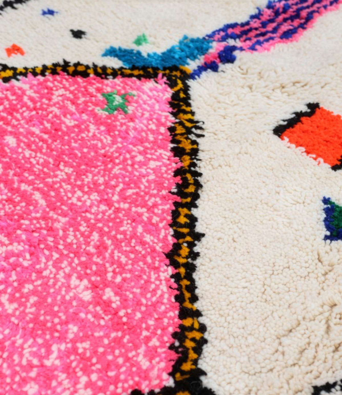 Abstract Linear Art & Pink Beni Ourain Rug - handwoven Moroccan rug
