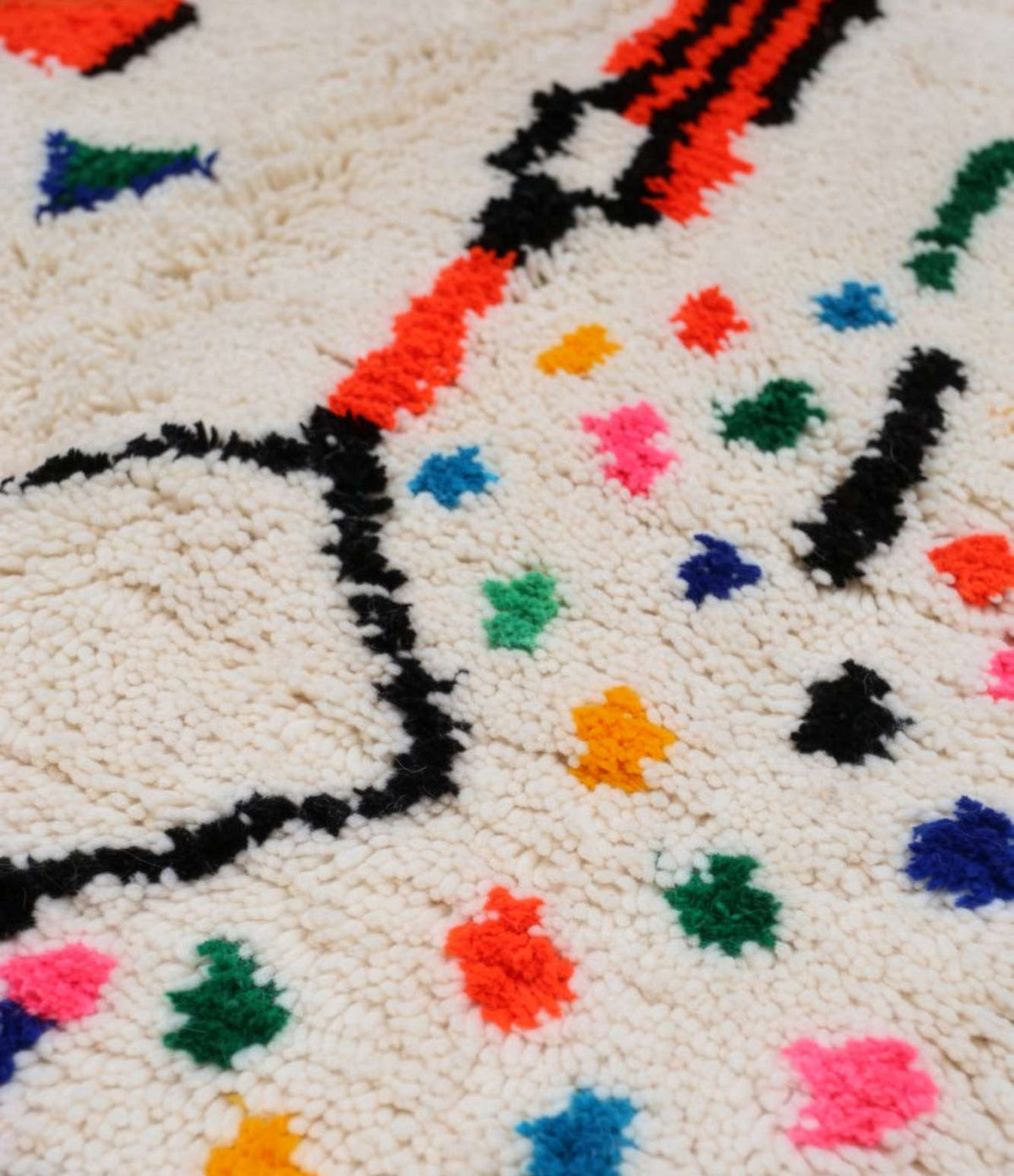 Abstract Linear Art & Pink Beni Ourain Rug - handwoven Moroccan rug
