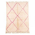 Pink Geometric Diamond Grid & Beni Ourain Rug - handwoven Moroccan rug