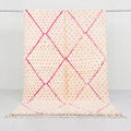 Pink Geometric Diamond Grid & Beni Ourain Rug - handwoven Moroccan rug