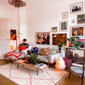 Pink Geometric Diamond Grid & Beni Ourain Rug - handwoven Moroccan rug