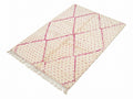 Pink Geometric Diamond Grid & Beni Ourain Rug - handwoven Moroccan rug