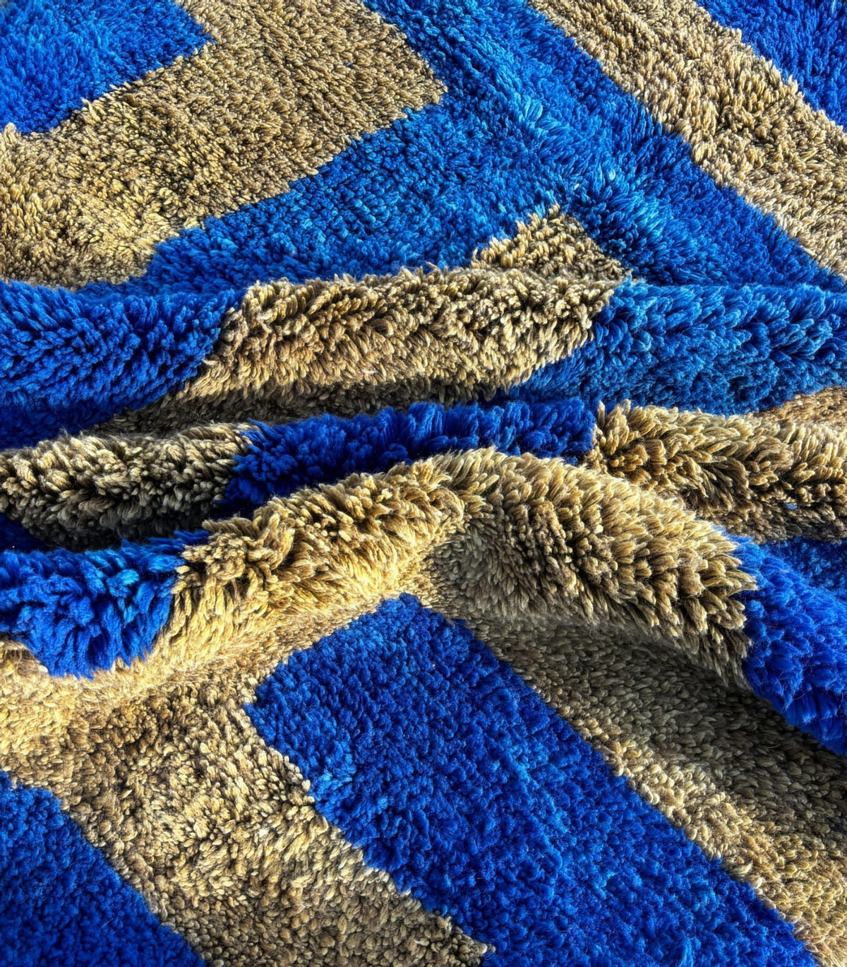 Vibrant Blue Geometric Maze Beni Ourain Rug - handwoven Moroccan rug