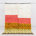 Color Block & Geometric Saffron Beni Ourain Rug - handwoven Moroccan rug