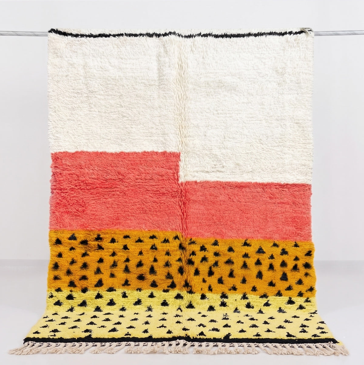 Color Block & Geometric Saffron Beni Ourain Rug - handwoven Moroccan rug