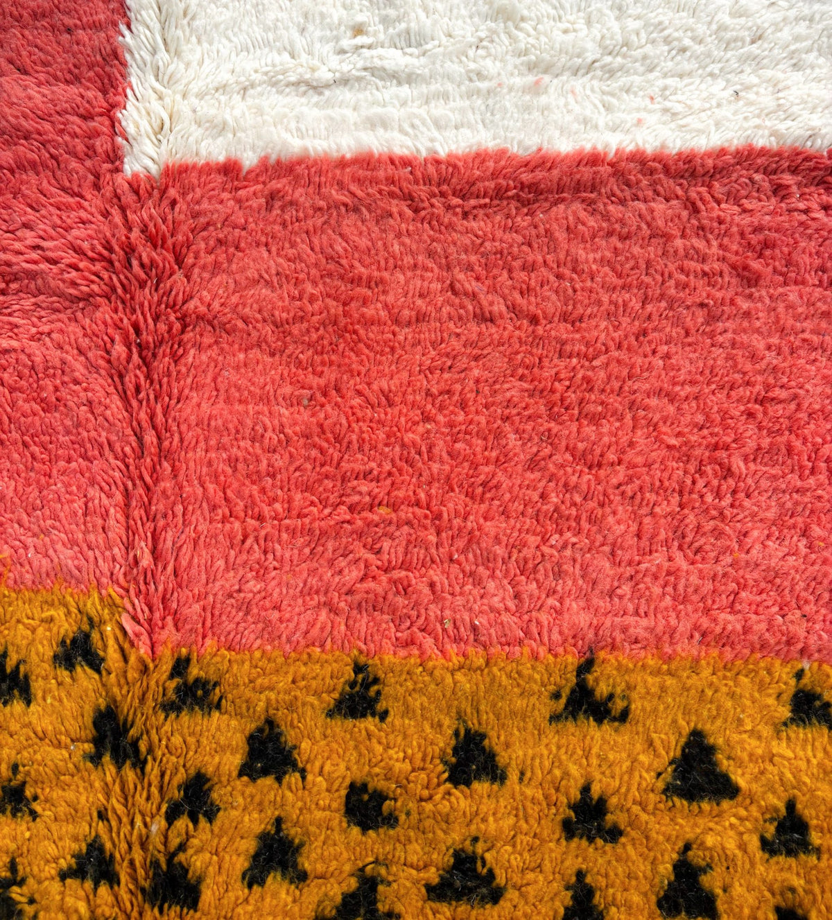 Color Block & Geometric Saffron Beni Ourain Rug - handwoven Moroccan rug