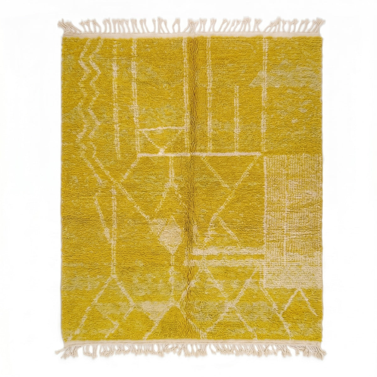 Bright Yellow Beni Ourain Rug - handwoven Moroccan rug