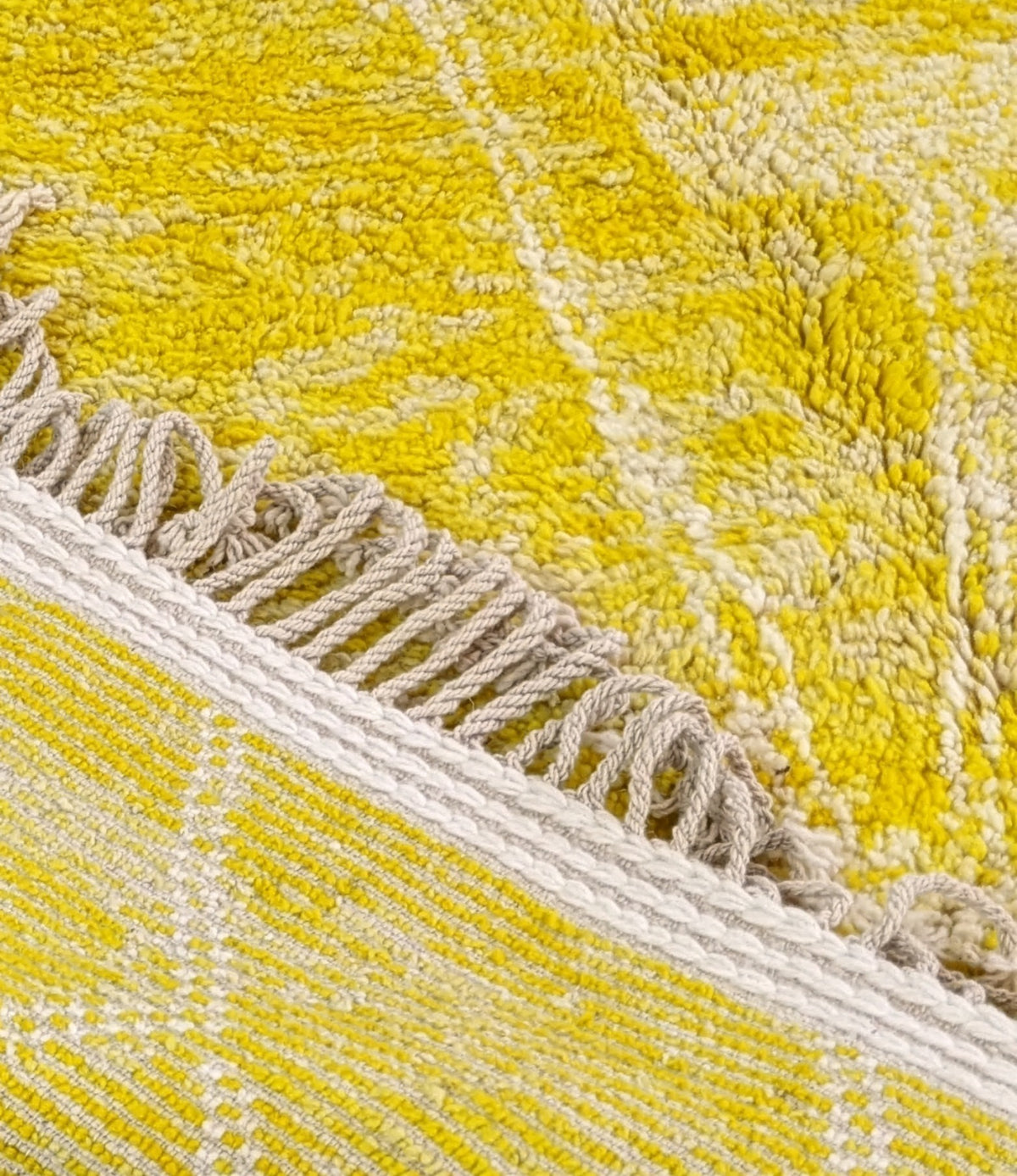 Bright Yellow Beni Ourain Rug - handwoven Moroccan rug