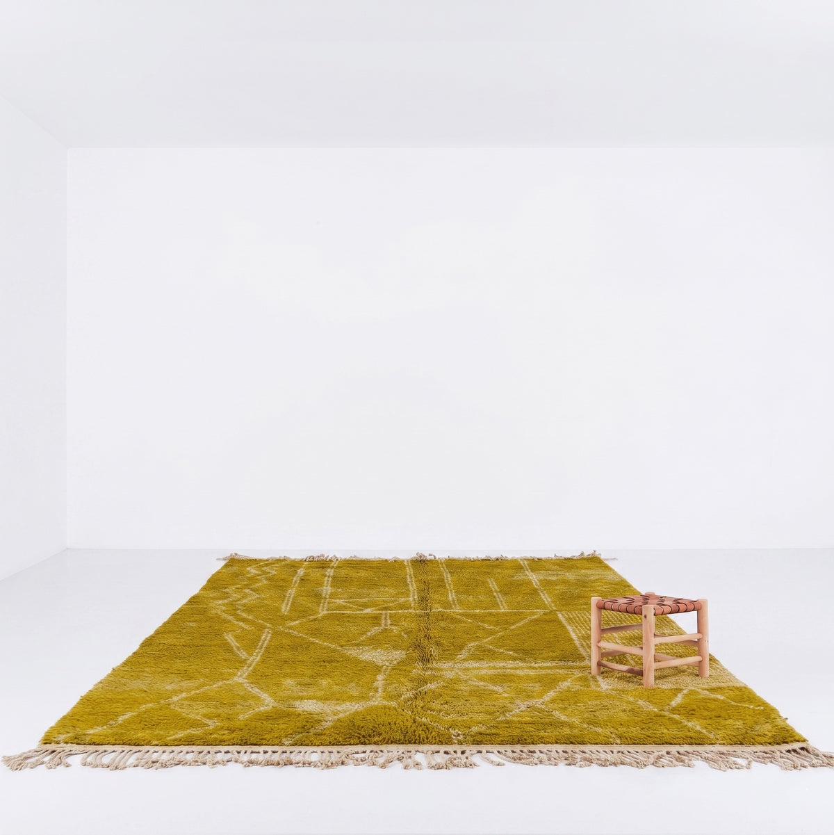 Bright Yellow Beni Ourain Rug - handwoven Moroccan rug