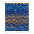Cobalt & Marigold Geometric Beni Ourain Rug - handwoven Moroccan rug