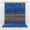 Cobalt & Marigold Geometric Beni Ourain Rug - handwoven Moroccan rug