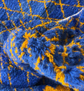 Cobalt & Marigold Geometric Beni Ourain Rug - handwoven Moroccan rug