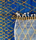 Cobalt & Marigold Geometric Beni Ourain Rug - handwoven Moroccan rug