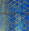 Cobalt & Marigold Geometric Beni Ourain Rug - handwoven Moroccan rug