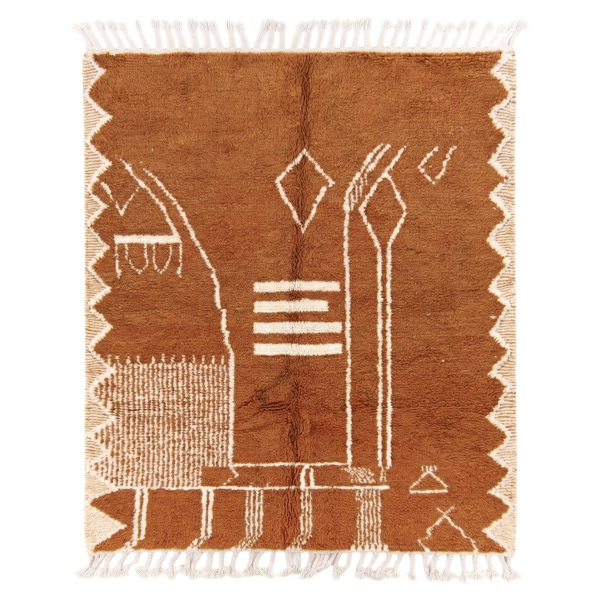 Terracotta & Cream Abstract Beni Ourain Rug