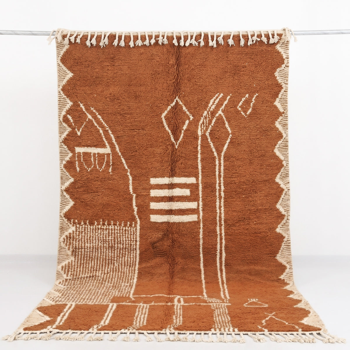 Terracotta & Cream Abstract Beni Ourain Rug - handwoven Moroccan rug