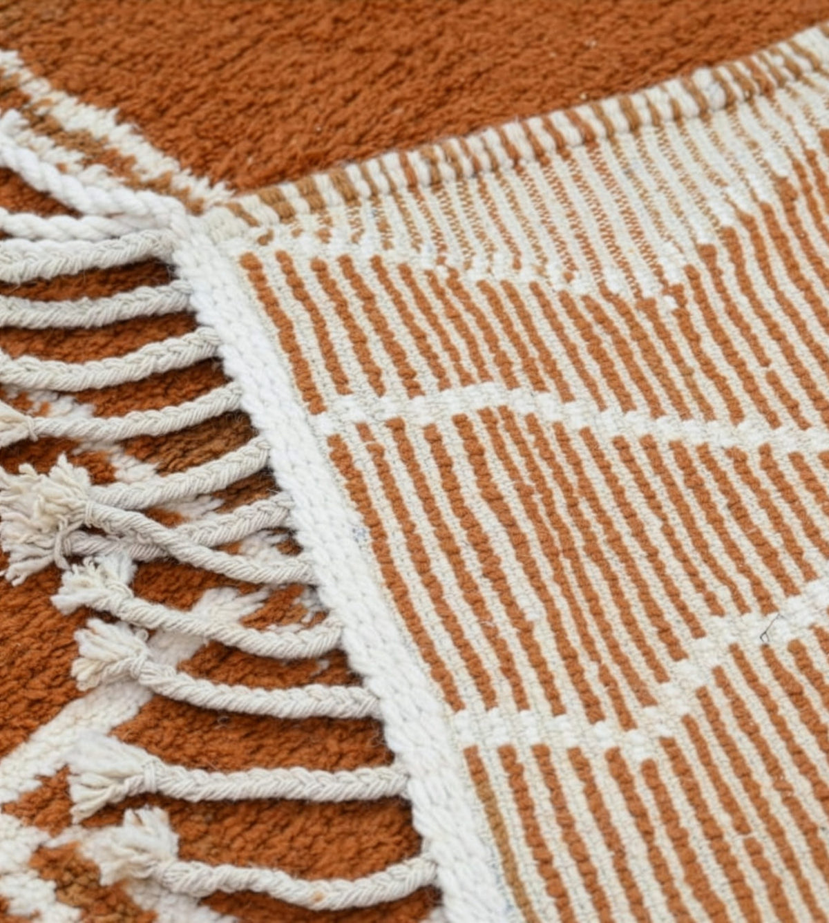 Terracotta & Cream Abstract Beni Ourain Rug - handwoven Moroccan rug