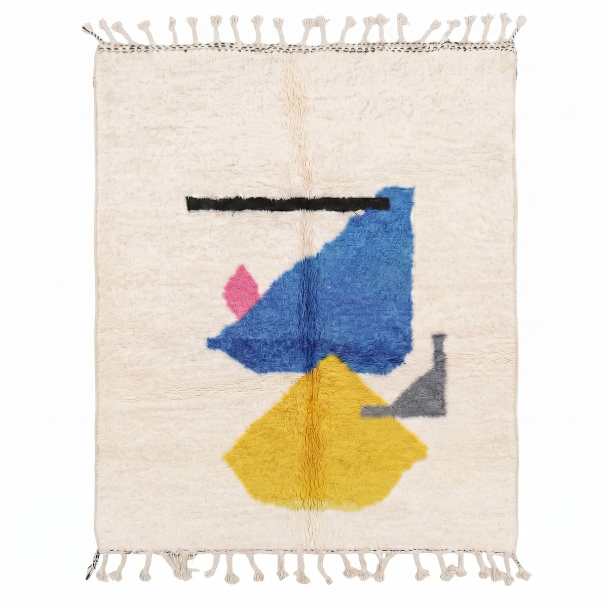 Vibrant Geometric Wool Canvas Beni Ourain Rug - handwoven Moroccan rug