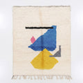 Vibrant Geometric Wool Canvas Beni Ourain Rug - handwoven Moroccan rug