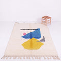 Vibrant Geometric Wool Canvas Beni Ourain Rug - handwoven Moroccan rug