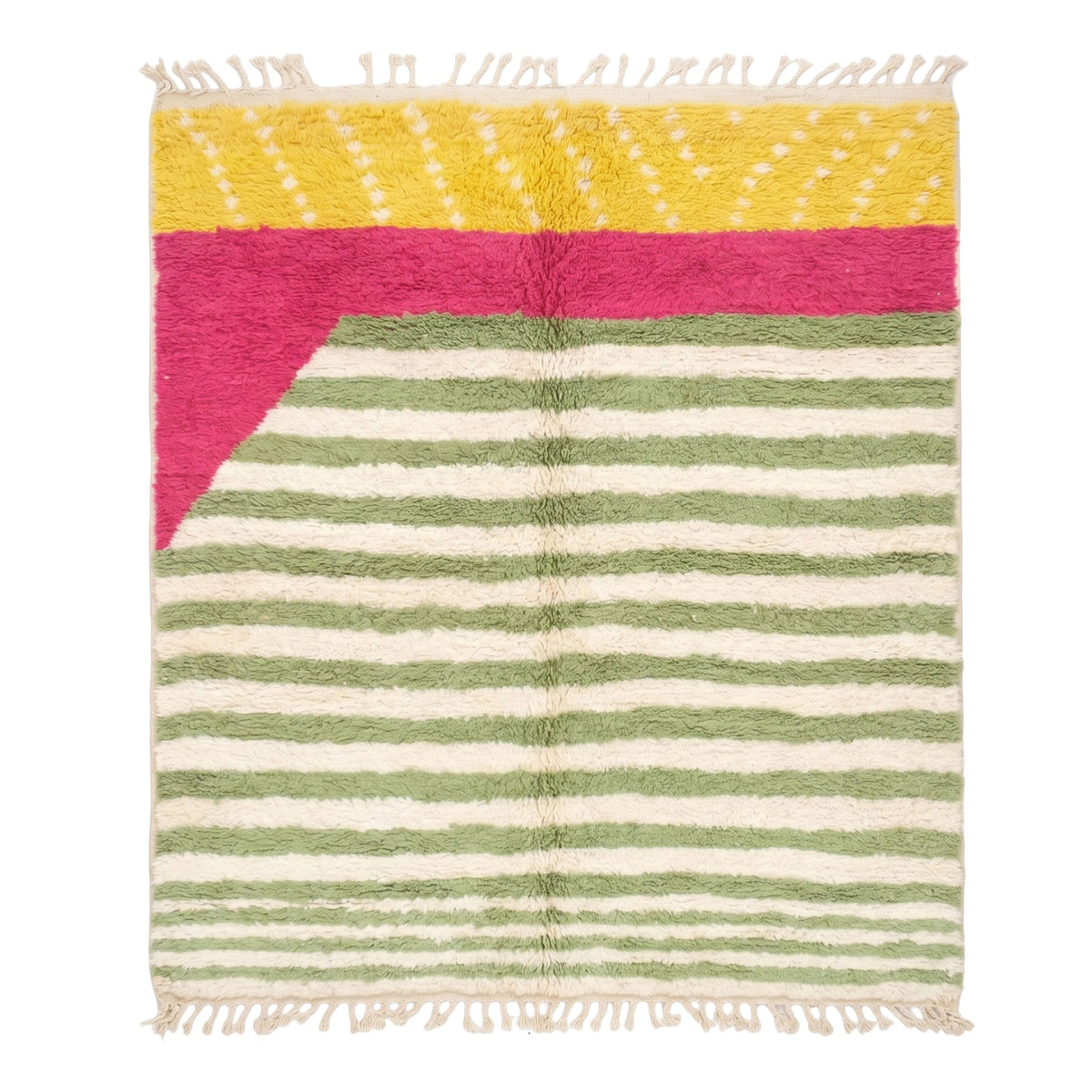 Eclectic Stripe & Color Block Beni Ourain Rug - handwoven Moroccan rug