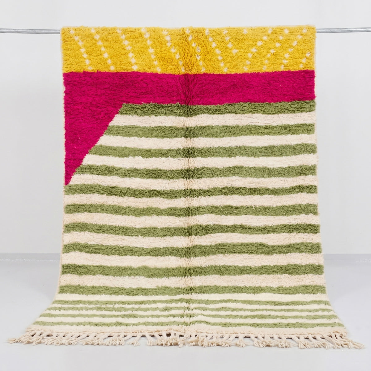 Eclectic Stripe & Color Block Beni Ourain Rug - handwoven Moroccan rug
