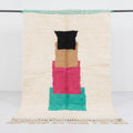 Stacked Color-Block Shag Area Beni Ourain Rug - handwoven Moroccan rug