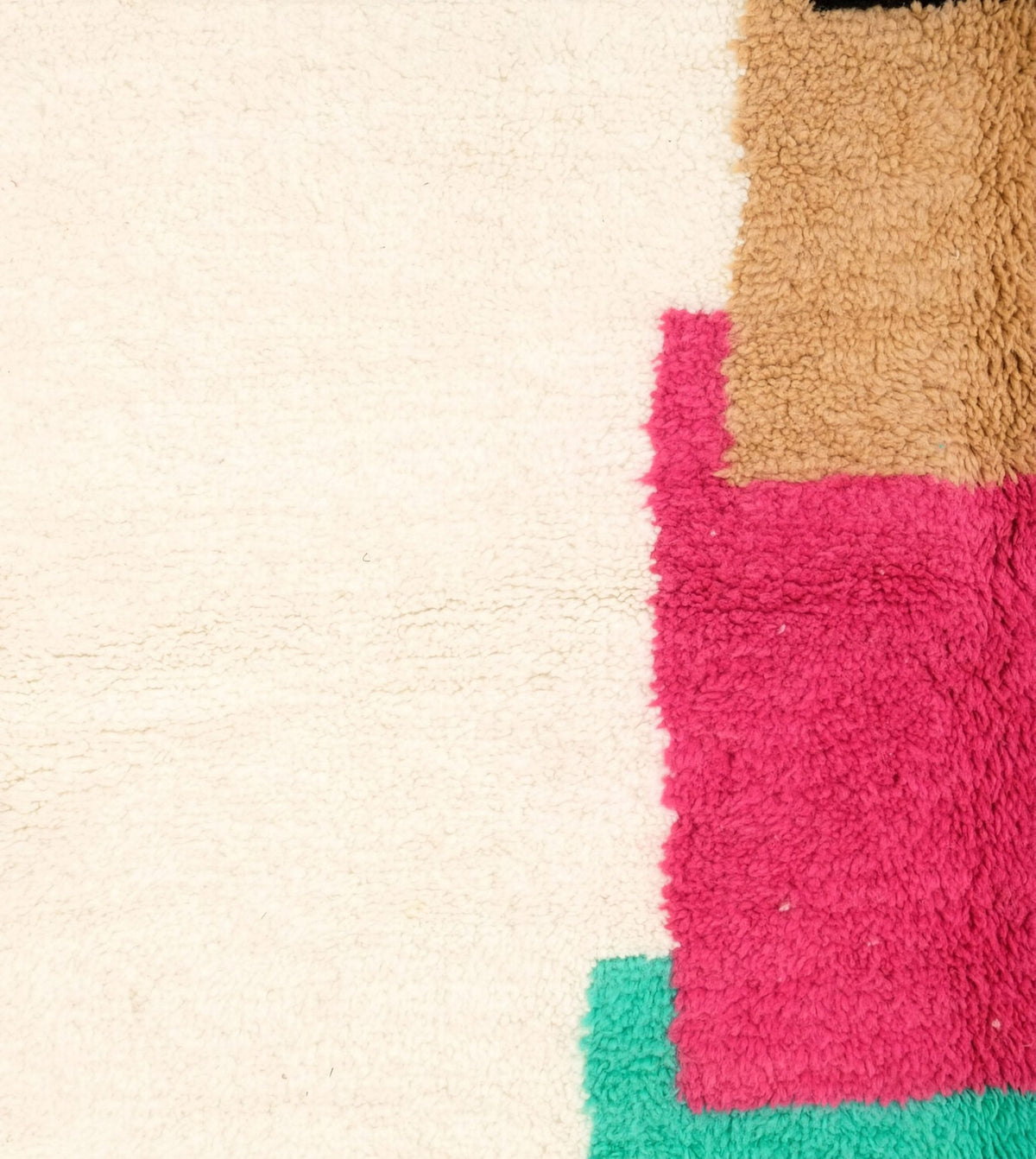 Stacked Color-Block Shag Area Beni Ourain Rug - handwoven Moroccan rug