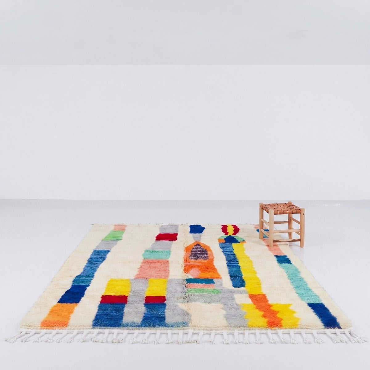 Vibrant Geometric Pillars Handwoven Beni Ourain Rug - handwoven Moroccan rug