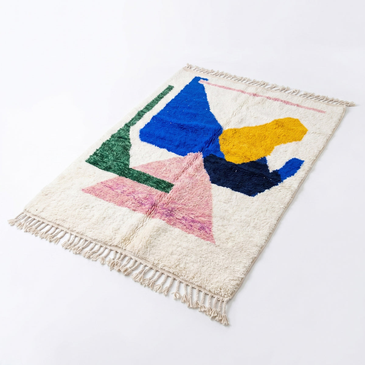 Colorful Modern Geometric Art Beni Ourain Rug - handwoven Moroccan rug