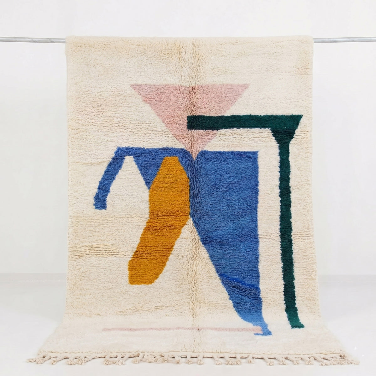 Modern Abstract Geometric Shag Beni Ourain Rug - handwoven Moroccan rug