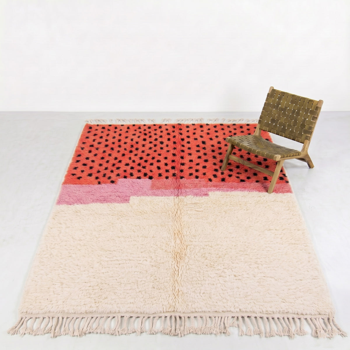 Spotted Color Block Azilal Rug - handwoven Moroccan rug
