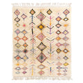 Pastel Geometric & Tree of Beni Ourain Rug - handwoven Moroccan rug