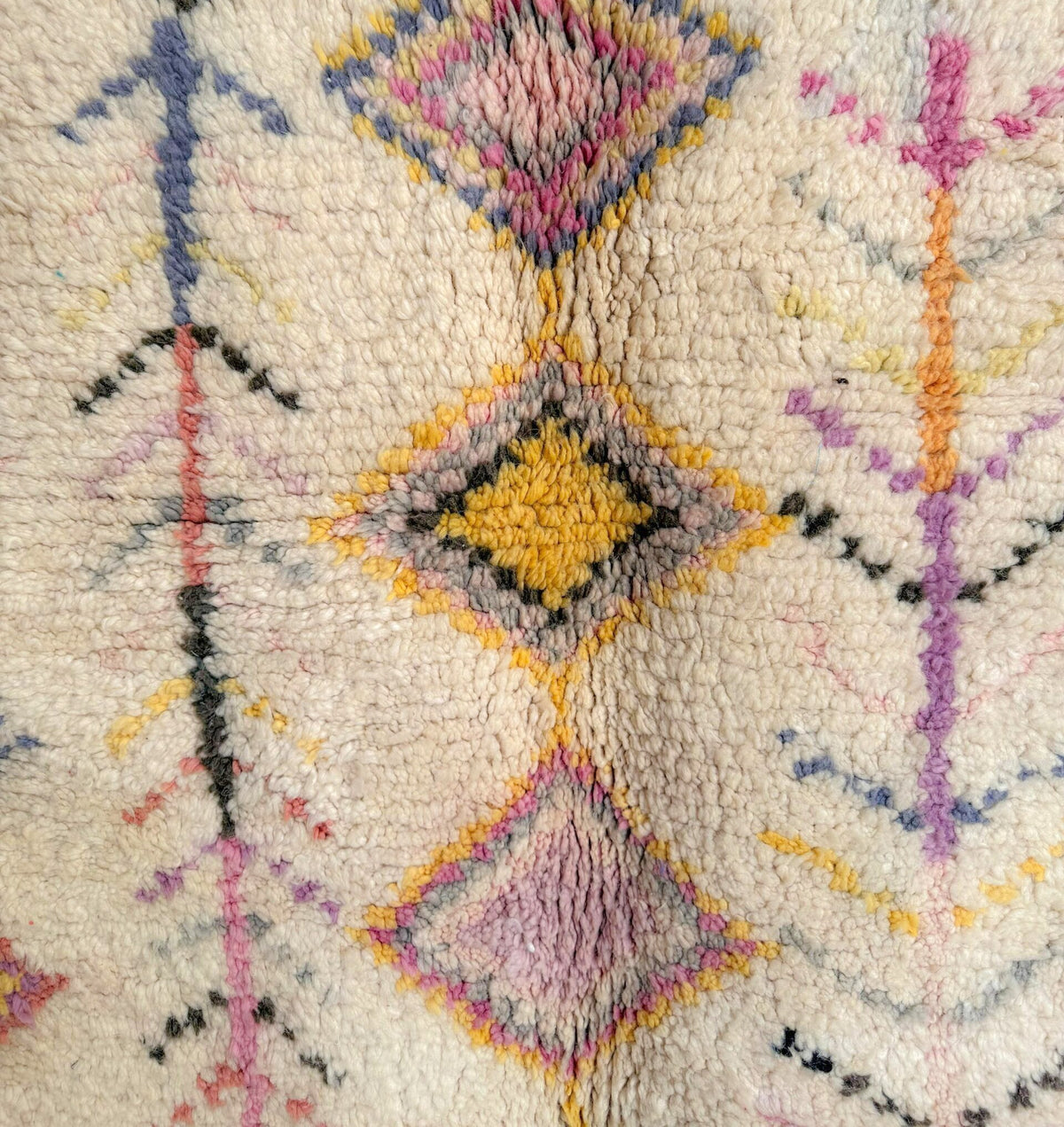 Pastel Geometric & Tree of Beni Ourain Rug - handwoven Moroccan rug