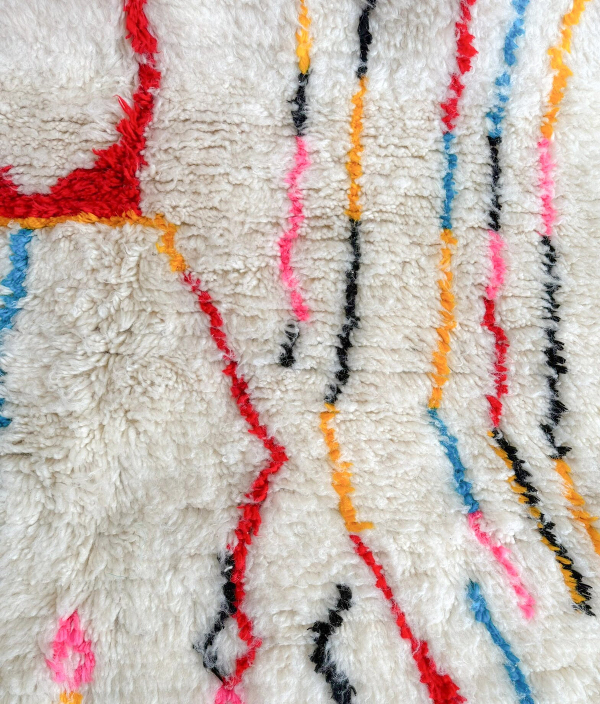 Vibrant Abstract Linear Beni Ourain Rug - handwoven Moroccan rug