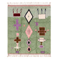 Sage Green Tribal Geometric Beni Ourain Rug - handwoven Moroccan rug