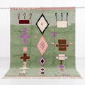 Sage Green Tribal Geometric Beni Ourain Rug - handwoven Moroccan rug